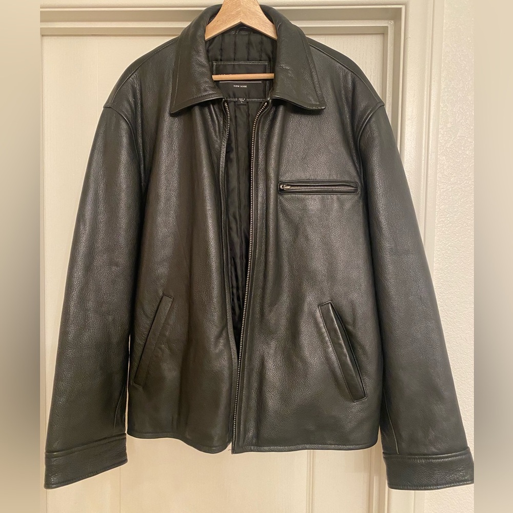 Men's Black Leather Jacket sz Large